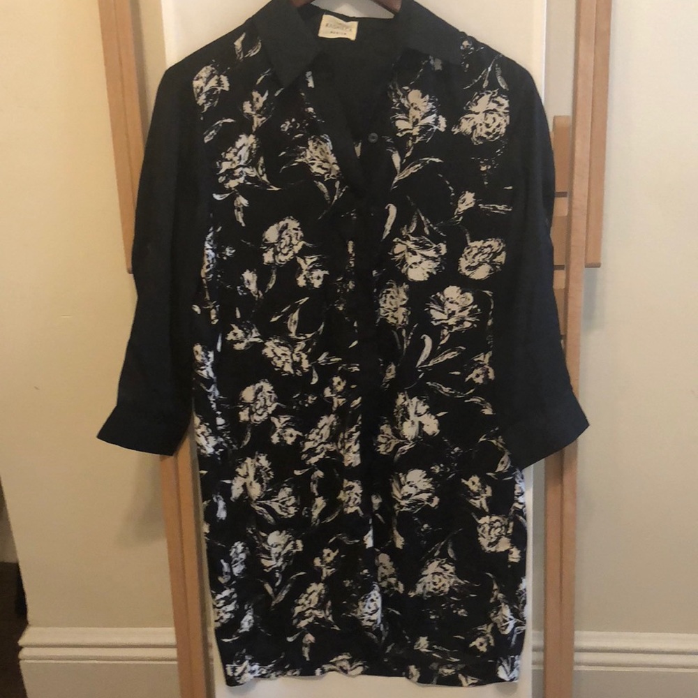 Black and white chiffon shirt dress
